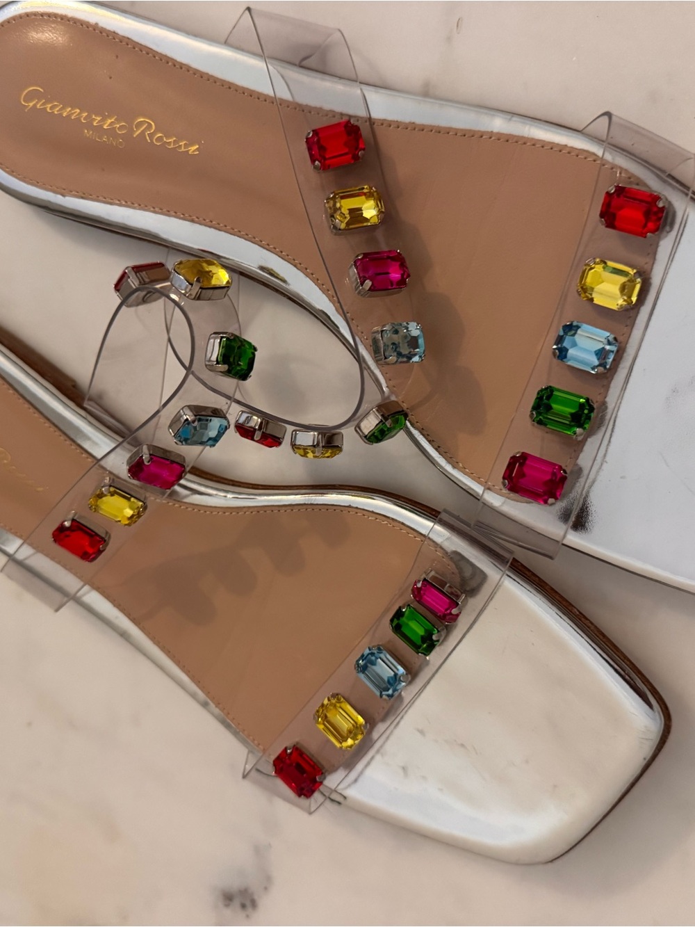 Gianvito Rossi Candy Embellished Flat PVC Sandal